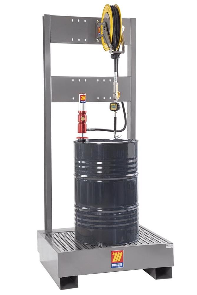 Pneumatische olie set 3:1, 180-220 ltr., incl. Haspel 10 mtr., digitale afgifte meter en Lekbak
