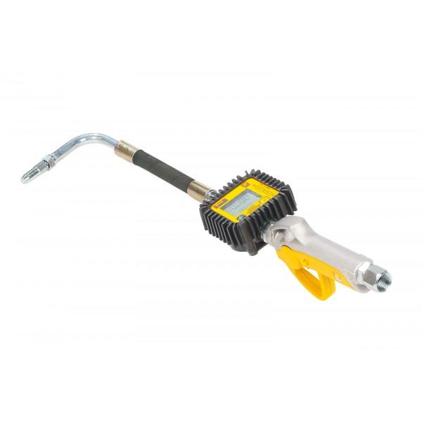 Oliepistool digitaal, Flexibele uitloop 90°, drupventiel Ø12mm