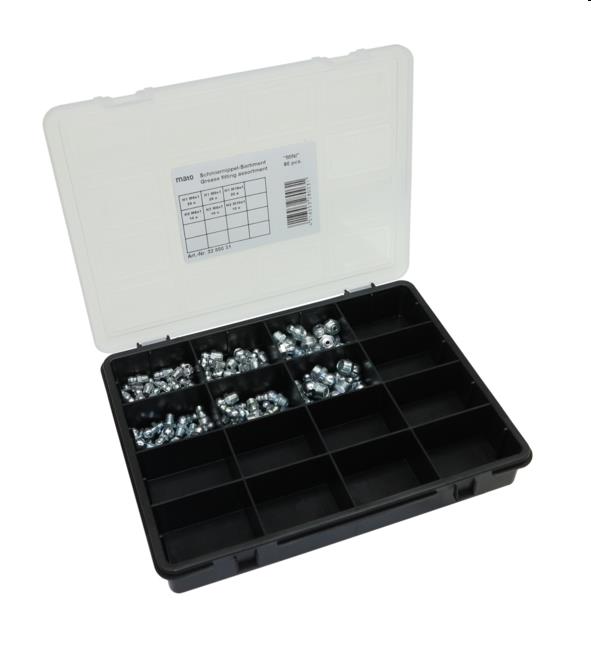 Smeernippel assortiment staal Mini, 90 stuks