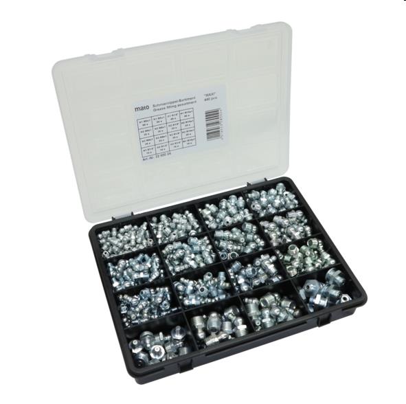 Smeernippel assortiment staal Maxi, 440 stuks