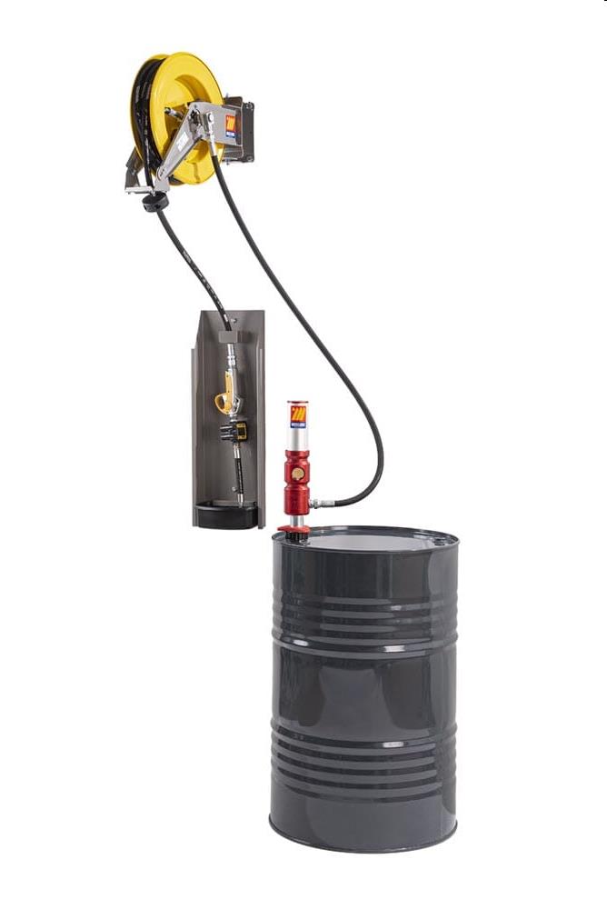 Pneumatische olie set 5:1, 180-220 ltr., incl. Haspel 10 mtr., digitale afgifte meter