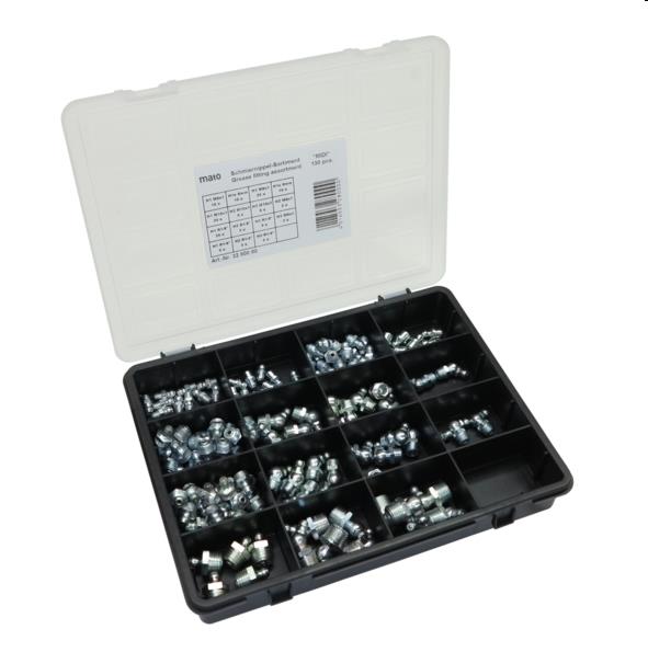 Smeernippel assortiment staal Mini,  130 stuks