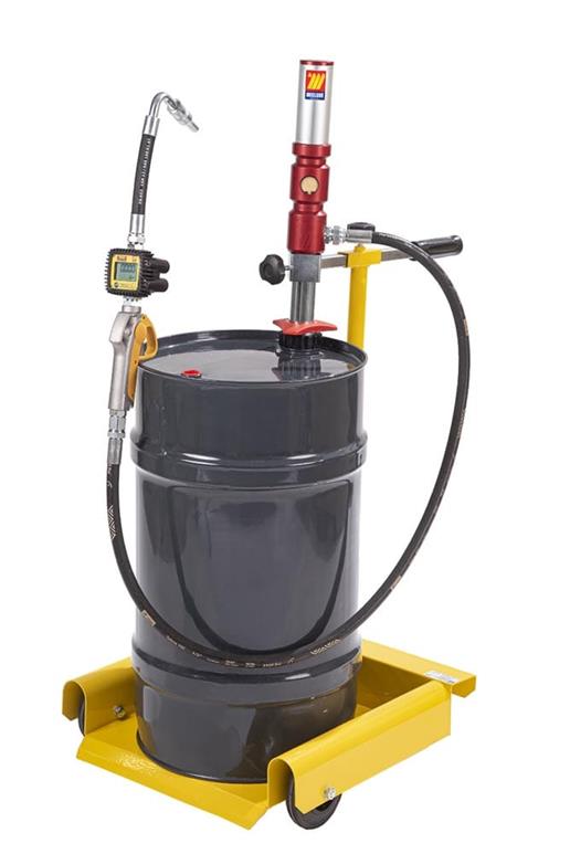 Pneumatische olie set 3:1, 50-60 ltr., incl 3 mtr. 1/2" slang, digitale afgifte meter op rijwagen