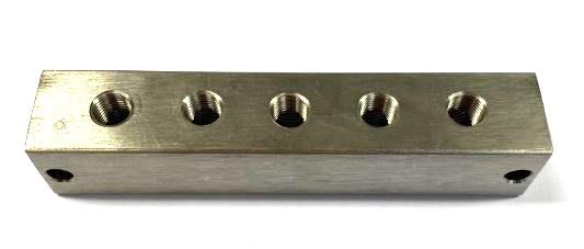 RVS 316 5x5 Smeernippelblok M10x1 2x Bev.gat.